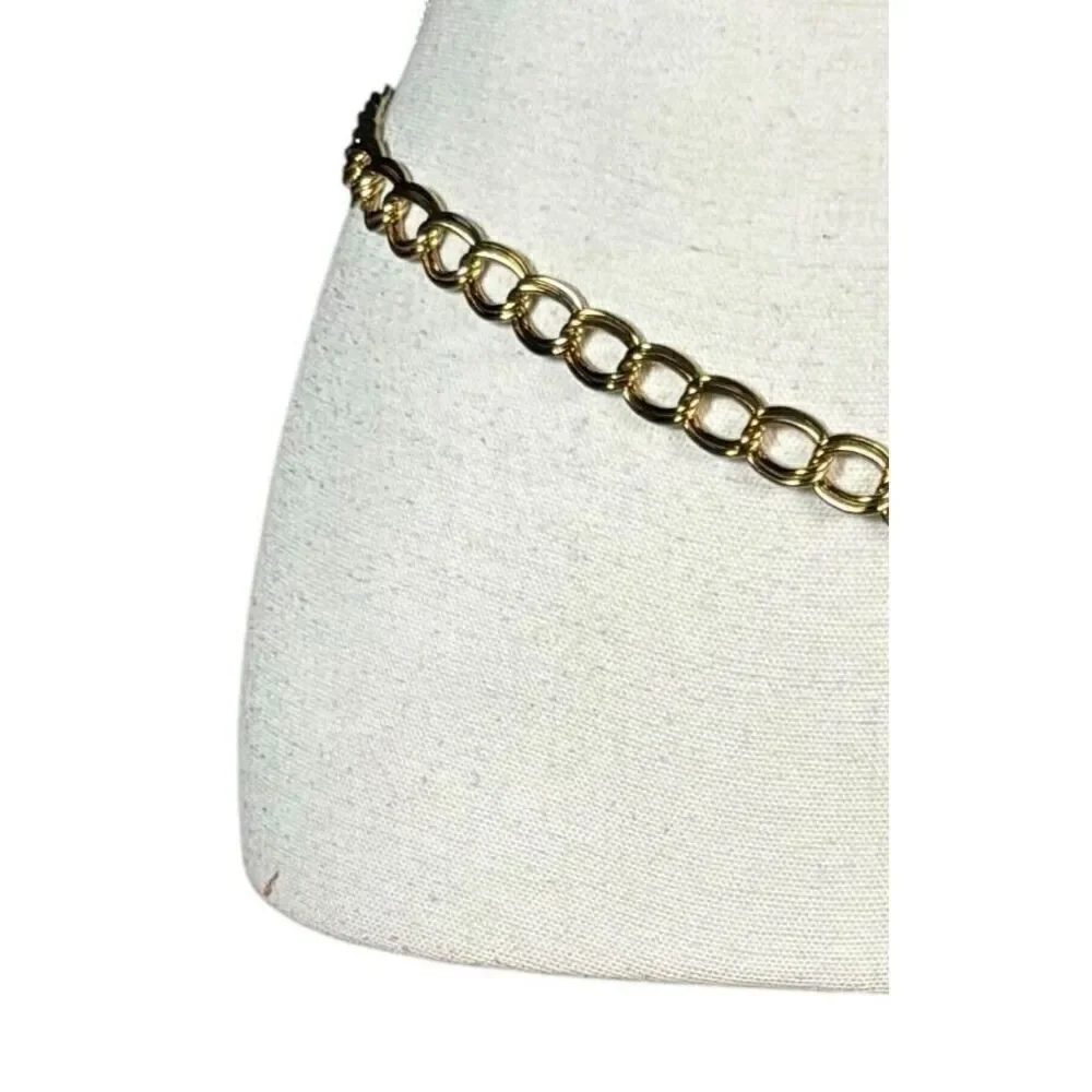Chain Link Waist Belly Belt Size Small Gold Tone Unbranded Statement Adjustable